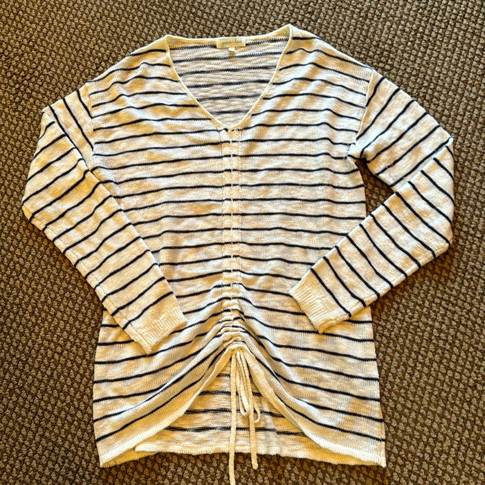 Grace and Lace navy and white striped sweater
